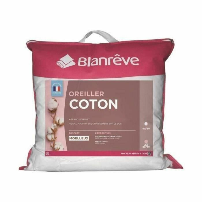 Blanreve Almohada de Algodón 60x60 cm con Relleno de Fibra Hueca Silicona 550g, Suave Comodidad, Blanco Blanreve Almohada de Algodón 60x60 cm con Relleno de Fibra Hueca Silicona 550g, Suave Comodidad, Blanco