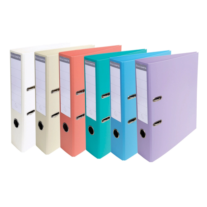 Exacompta Archivador de Palanca DIN A4, Cartón Forrado PVC, Lomo 70 mm, Colores Pastel Surtidos 1