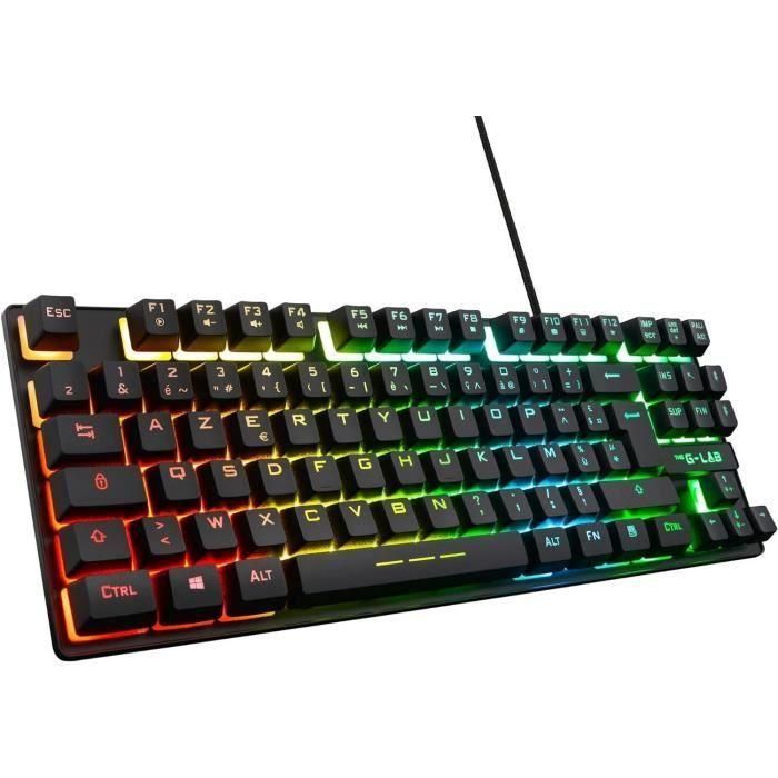 Teclado Gaming - AZERTY - THE G-LAB - Keyz CAESIUM-TKL - Sin Teclado Numérico - Retroiluminado - Negro