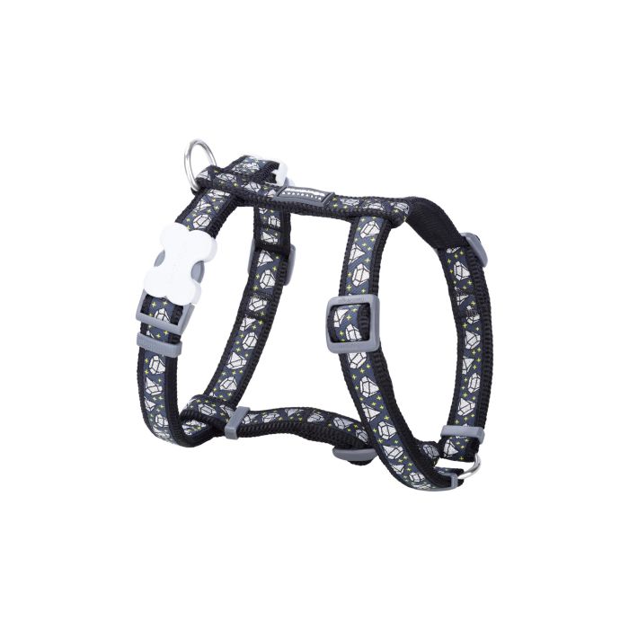 Red Dingo Arnés Perro RD Style Diamond Negro 20mm Cuello 36-59cm Cuerpo 45-66cm Nylon Resistente Fácil de Poner y Quitar