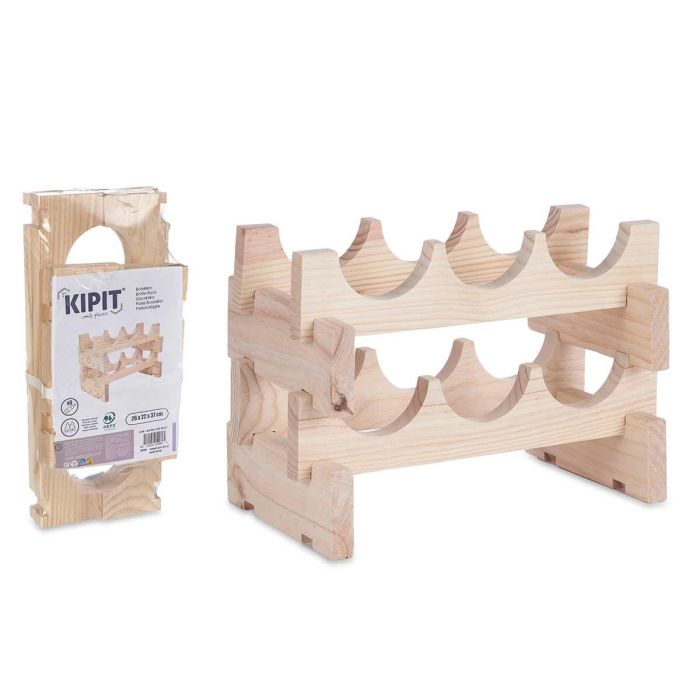 Botellero de Madera Apilable para 6 Botellas Kipit 36.5x7x15 cm Botellero de Madera Apilable para 6 Botellas Kipit 36.5x7x15 cm