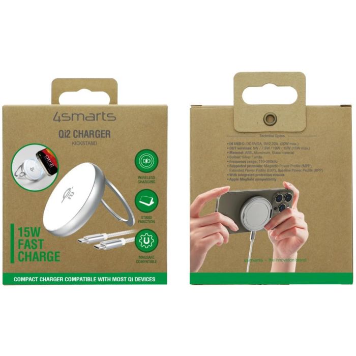 4smarts Qi2 Charger Kickstand. silber/ wei 4 4smarts Qi2 Charger Kickstand. silber/ wei 4
