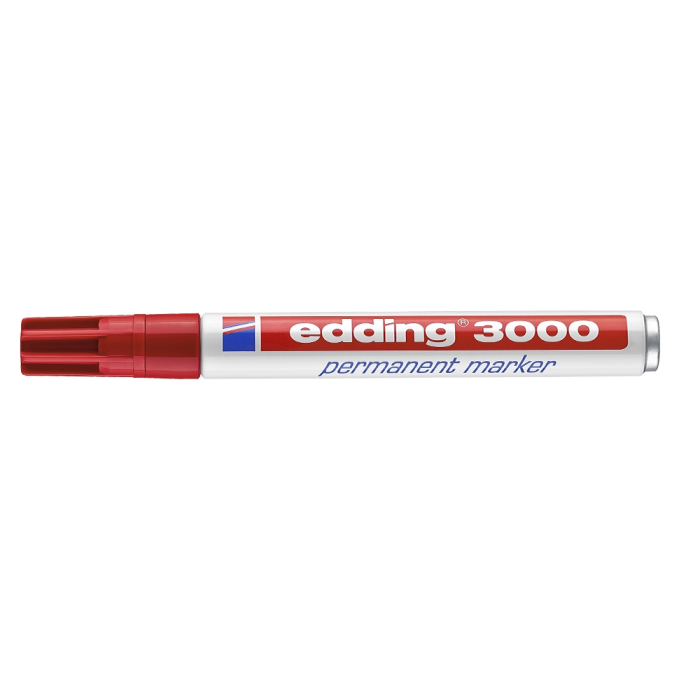 Edding Marcador Permanente 3000 Rojo (Set de 10) - Marcador de tinta indeleble para múltiples superficies, grosor de trazo 1.5-3mm, resistente al agua y roce. (Set de 10) 2