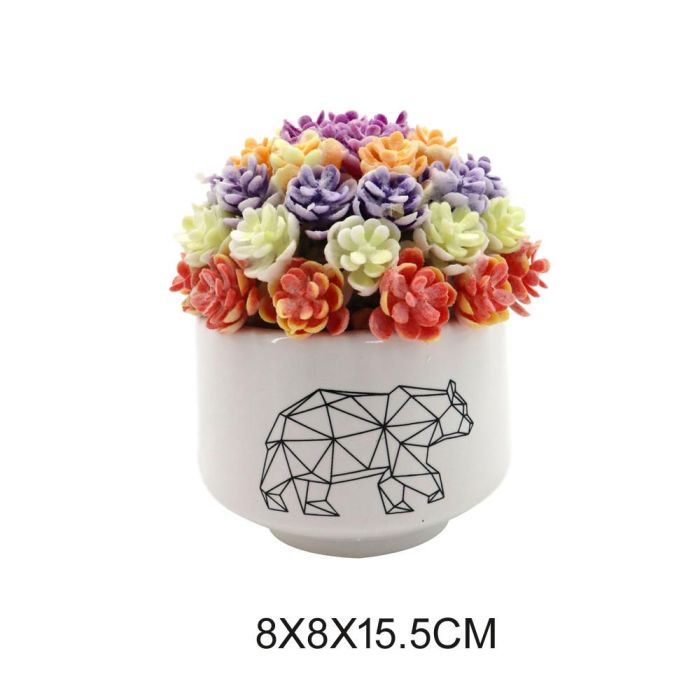 DKD Home Decor Set 4 Plantas Decorativas Modernas Surtidas Multicolor de Gres y PE - 8 x 15.5 x 8 cm 1
