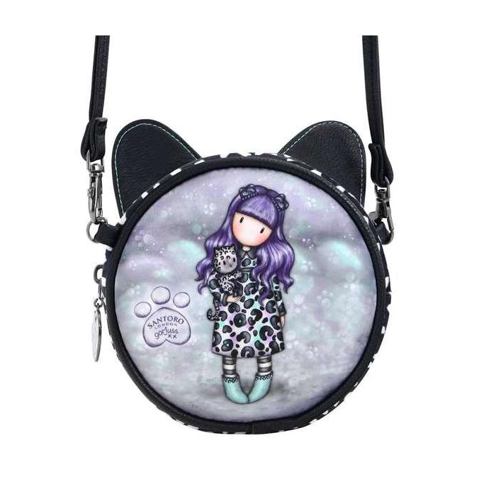 Bolso Bandolera Gorjuss Smitten kitten Negro Blanco (13,5 x 5,5 x 13,5 cm)