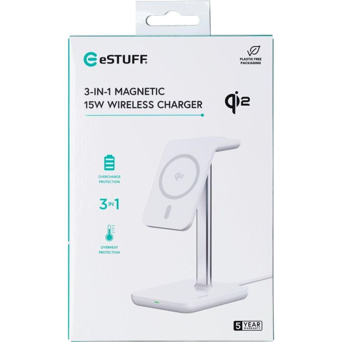eSTUFF Cargador Inalámbrico Magnético 3 en 1 QI2 para iPhone 12-16, Apple Watch, AirPods y Android QI2 con Carga Rápida 7 eSTUFF Cargador Inalámbrico Magnético 3 en 1 QI2 para iPhone 12-16, Apple Watch, AirPods y Android QI2 con Carga Rápida 7