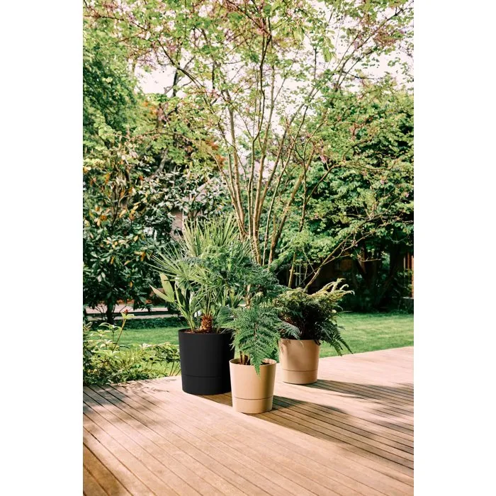 ELHO Maceta Foss Round 43 - Redonda, 39 Litros, Exterior, Ø 43 x H 43 cm, Color Beige