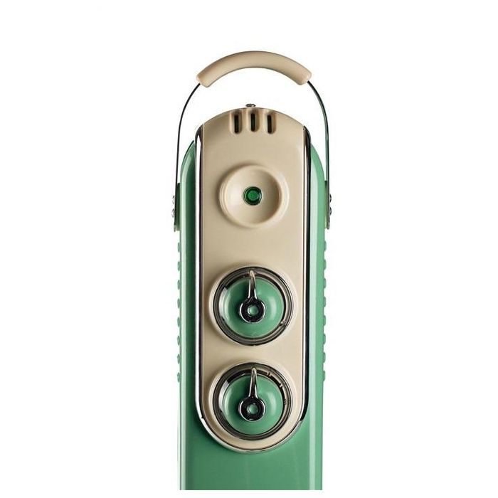 Ariete 839/14 Radiador de Aceite Vintage 11 Elementos, Verde, 3 Niveles de Potencia, Ruedas 360° 1