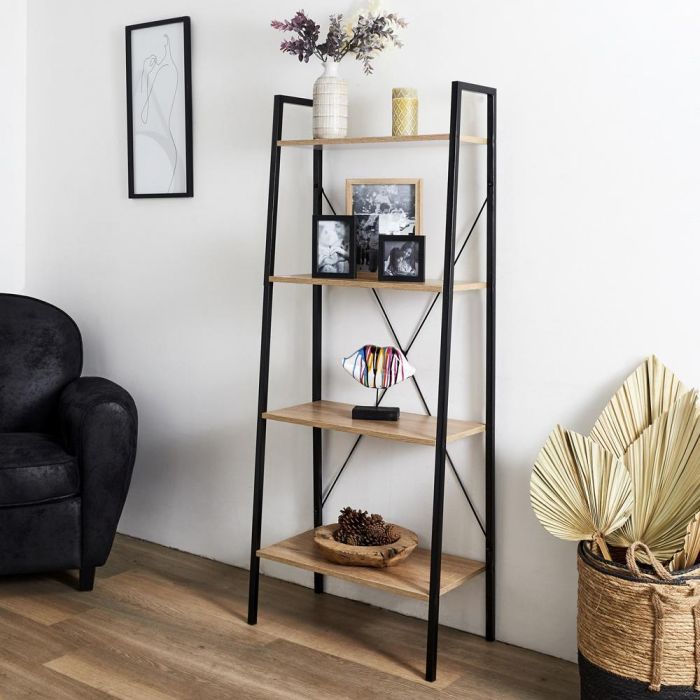 Home Deco Factory Estantería Loka 4 baldas madera contrachapada y metal 60x32,5 cm altura 148 cm 5