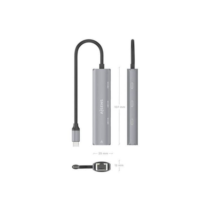 Hub USB Tipo-C Aisens ASUC-4P041-GR/ 3xUSB Tipo-C/ 1xRJ45/ Gris 3 Hub USB Tipo-C Aisens ASUC-4P041-GR/ 3xUSB Tipo-C/ 1xRJ45/ Gris 3