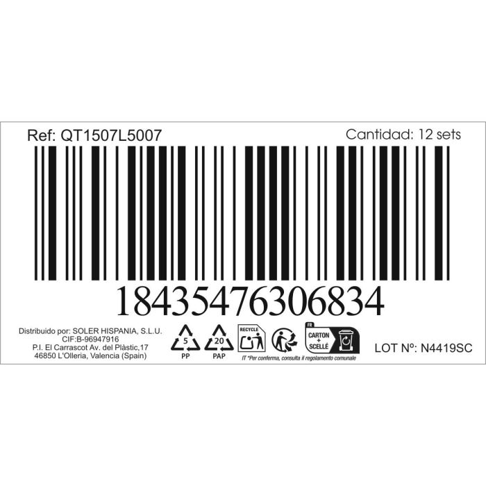 Inde Set de 6 Cucharas de Postre 'Louvre' de 1.5 mm de Grosor, Acero Inoxidable, 14.8x3.2 cm (12 Cajas) 1