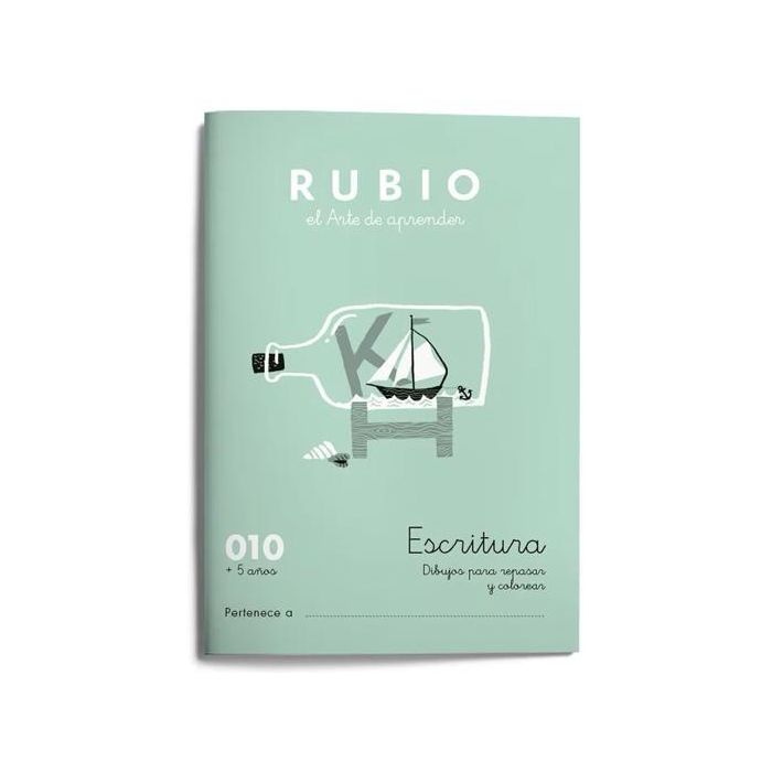 Rubio 010 Cuaderno de Escritura con dibujos para repasar y colorear, 20 páginas A5 - Pack de 10 unidades (10 Unidades)