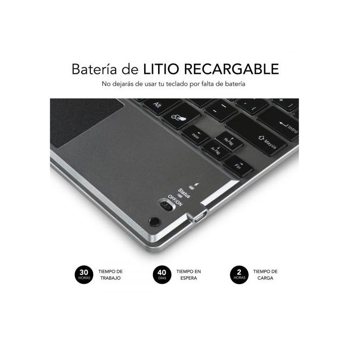 Teclado Compacto Inalámbrico por Bluetooth Subblim Touchpad Smart Blacklit/ Gris 6