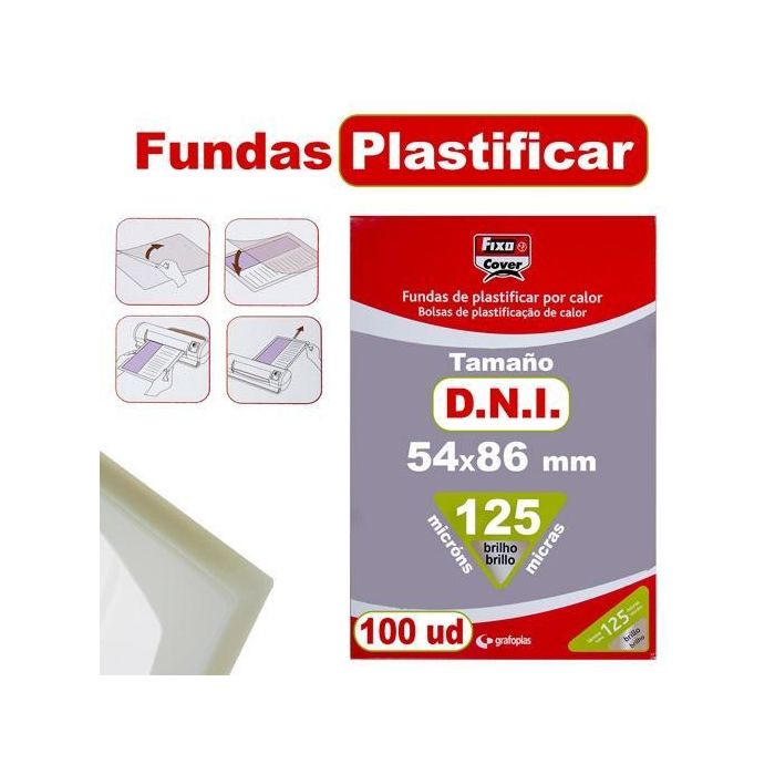 Fixo Fundas De Plastificar Dni Fixocover 125 Micras 54x86 mm Brillo Pack 100 Ud Fixo Fundas De Plastificar Dni Fixocover 125 Micras 54x86 mm Brillo Pack 100 Ud