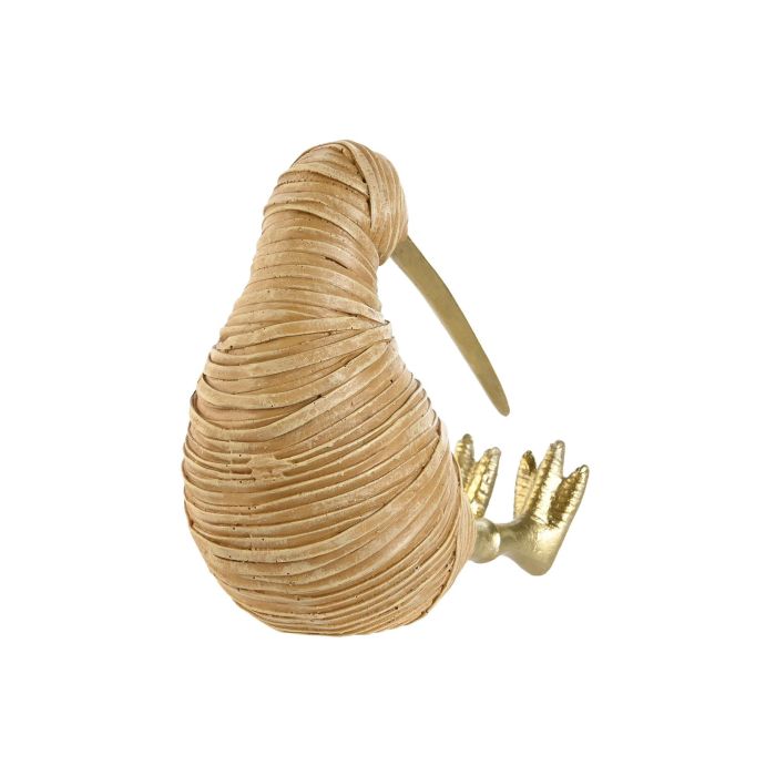 DKD Home Decor Figura Resina Ratan Marron Claro Dorado 7.8 x 13.5 x 13.4 cm (4 Unidades) 2