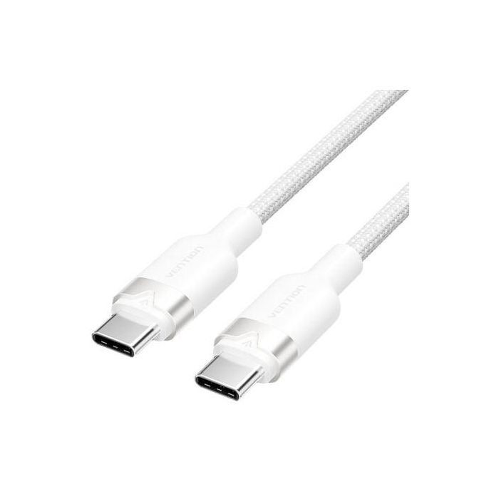 Cable USB 2.0 Tipo-C 3A Vention TRDWH/ USB Tipo-C Macho - USB Tipo-C Macho/ Hasta 60W/ 480Mbps/ 2m/ Blanco