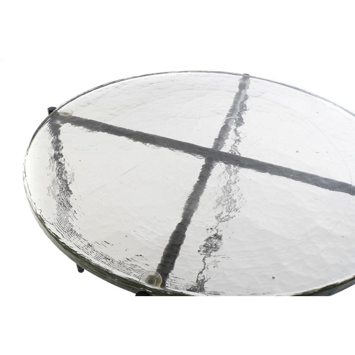 DKD Home Decor Mesita Auxiliar Moderno Negro Metal Cristal Doble 50 x 50 x 42 cm 1