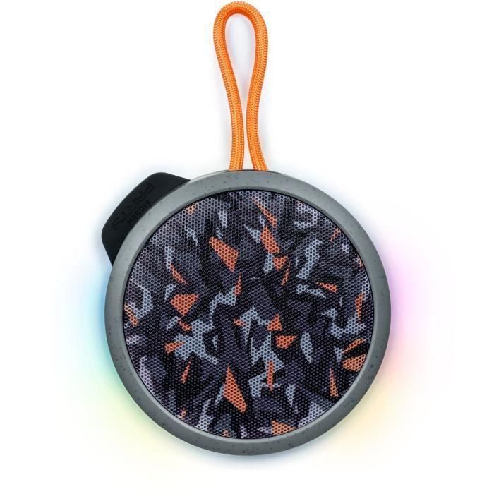 Bigben Party BIG3499550388251 Altavoz Bluetooth Redondo 15W con Correa y Efectos de Luz Camuflaje Gris Naranja Bigben Party BIG3499550388251 Altavoz Bluetooth Redondo 15W con Correa y Efectos de Luz Camuflaje Gris Naranja