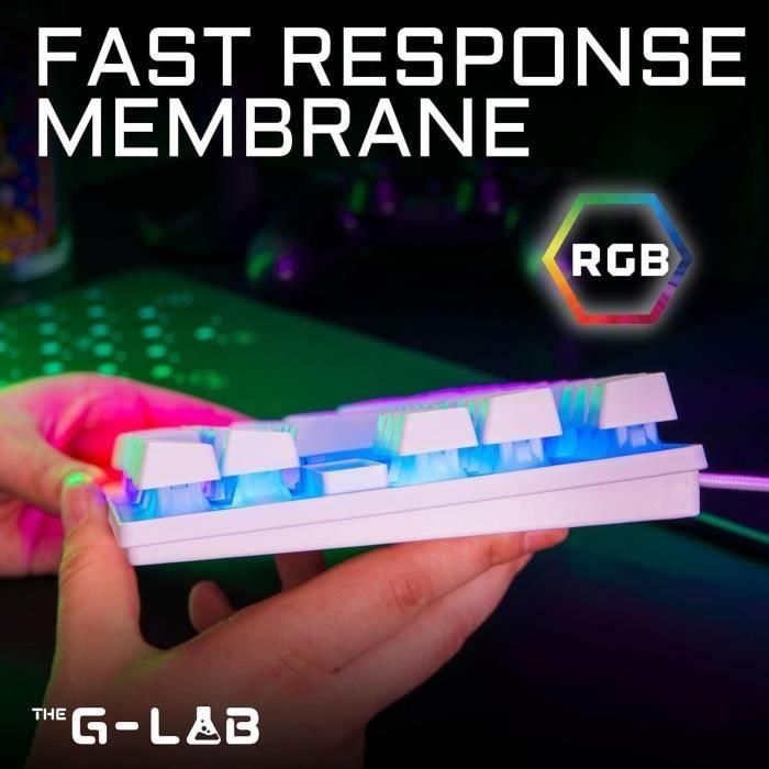 Teclado Gaming - Membrana RGB TKL - THE G-LAB - KEYZ-CAESIUMT-W/FR - Diseño FR - 12 atajos - 100% personalizable - Blanco 4