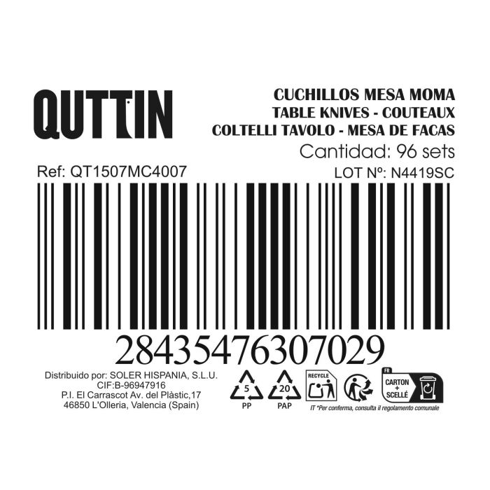 Inde Set 2 Cuchillos de Mesa "Moma" Black Matt 23.5 cm (12 Cajas) 2