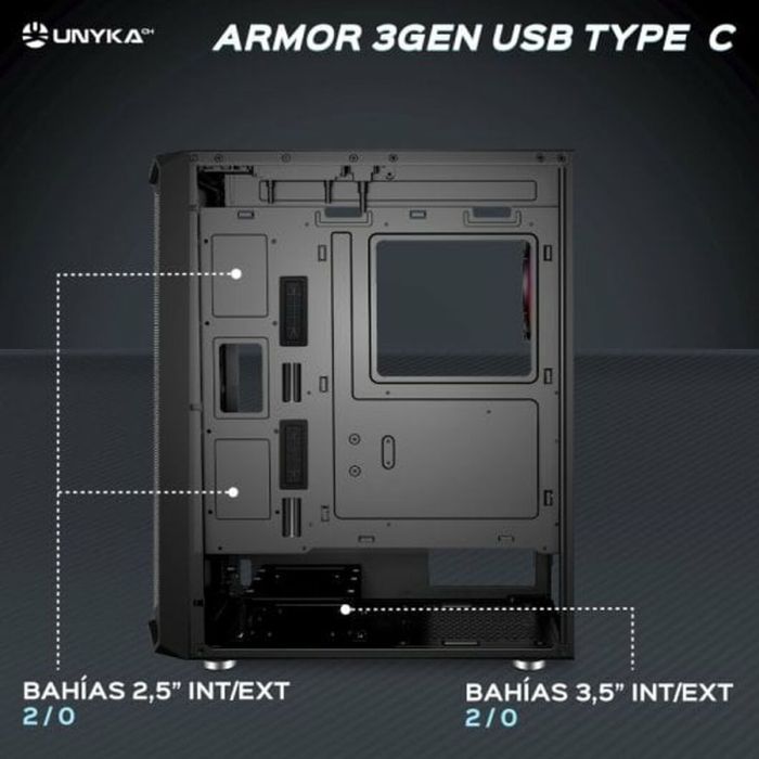 Caja Semitorre ATX Unykach Armor 3GEN ARGB ATX Negro 4 Caja Semitorre ATX Unykach Armor 3GEN ARGB ATX Negro 4