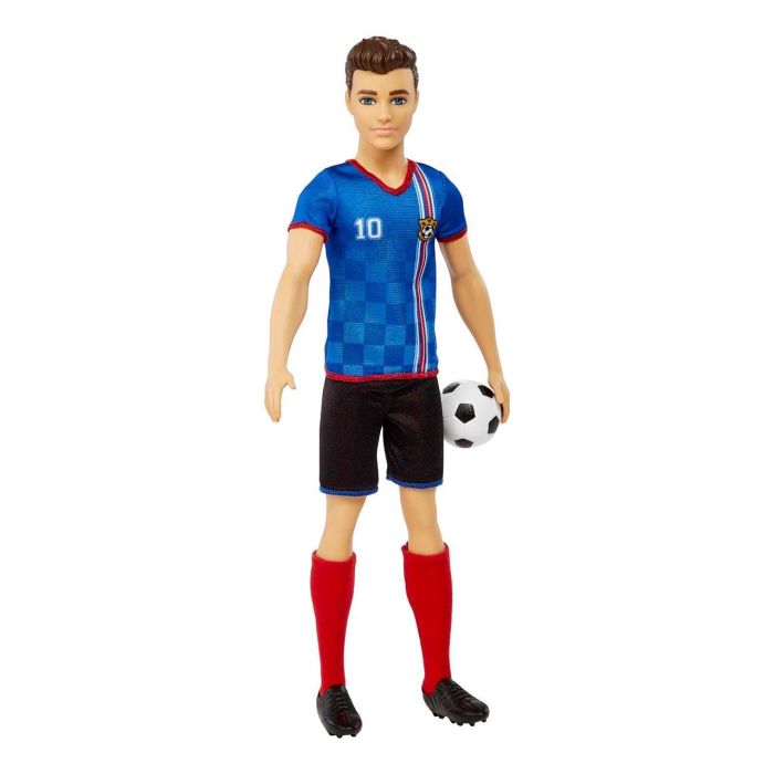 Barbie Hcn15 Muñeco Ken Futbolista con Camiseta Azul, Pantalones Negros y Medias Rojas - Incluye Balón (29,2 cm) 1 Barbie Hcn15 Muñeco Ken Futbolista con Camiseta Azul, Pantalones Negros y Medias Rojas - Incluye Balón (29,2 cm) 1