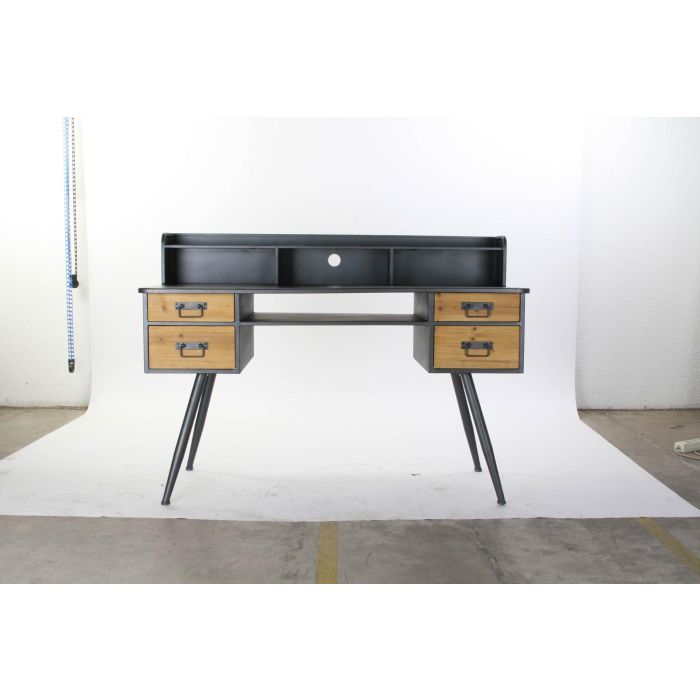 DKD Home Decor Escritorio Vintage Negro Natural Abeto Metal 135 cm Ancho x 60 cm Fondo x 95 cm Alto con 4 Cajones Desmontable 6 DKD Home Decor Escritorio Vintage Negro Natural Abeto Metal 135 cm Ancho x 60 cm Fondo x 95 cm Alto con 4 Cajones Desmontable 6