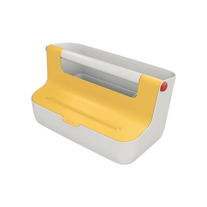 Leitz Caja De Almacenamiento Portátil Cosy C-Asa ABS Amarillo, Organizador con Compartimentos para A4 y Dispositivos Móviles