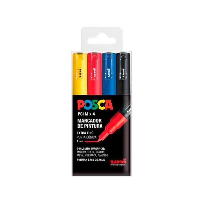 Posca Marcador Pc-1M-4C No Permanente Punta Fina 0.7-1 mm Colores Surtidos Basic -Estuche 4U-