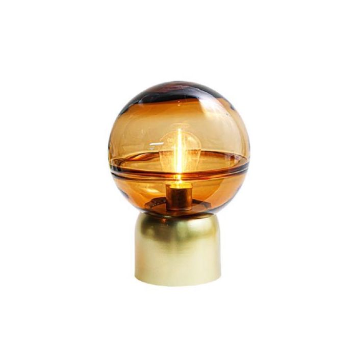 DKD Home Decor Adorno Luminoso Navideño Moderno Cristal y Metal LED Ámbar Dorado 14x14x20 cm, Pilas AAA