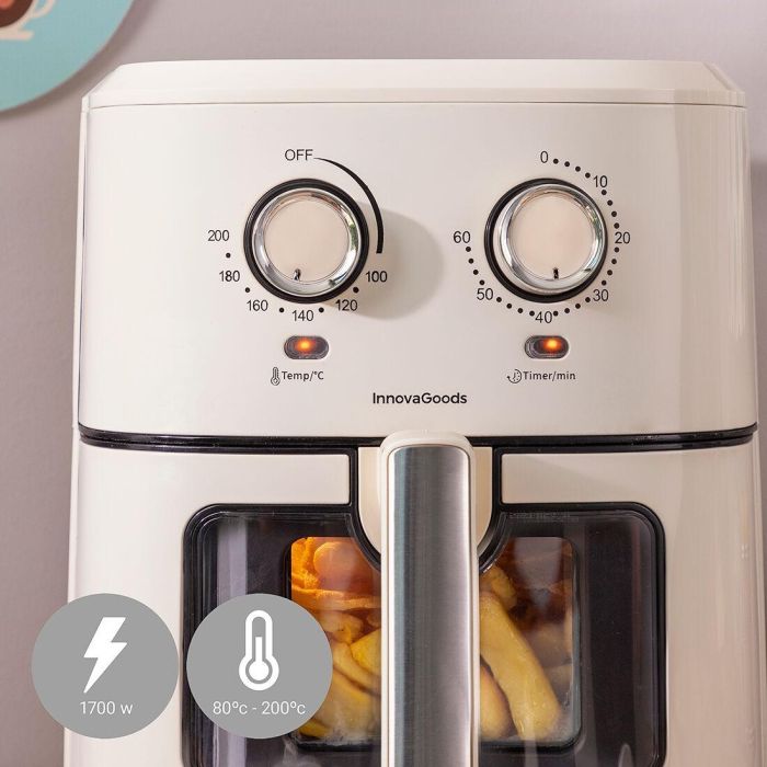 Freidora de Aire InnovaGoods Vynner Pro 6500 Crema 1700 W 6,5 L Acero Inoxidable 13 Freidora de Aire InnovaGoods Vynner Pro 6500 Crema 1700 W 6,5 L Acero Inoxidable 13