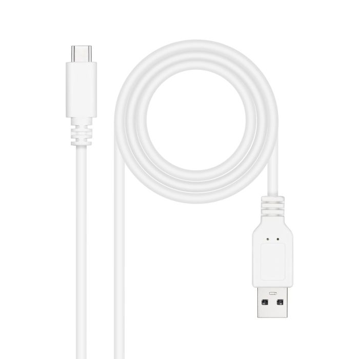 NANOCABLE CABLE USB 2.0 3A, TIPO USB-C/M-A/M, BLANCO, 1.5 M