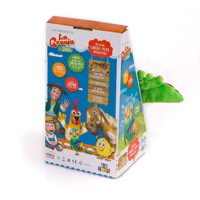 Bandai Peluche interactivo Lorito Pepe de La Granja de Zenón con sonidos y luces. Funciona con pilas AAA. Edad recomendada: +10 meses 3