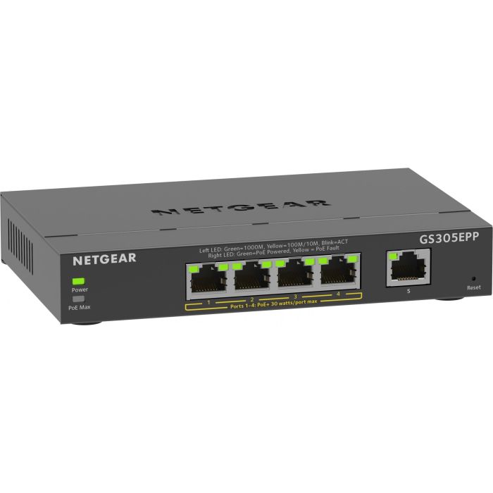 NETGEAR GS305EPP-100PES Switch 5 Puertos Gigabit Ethernet PoE+ Gestionado L2/L3 3