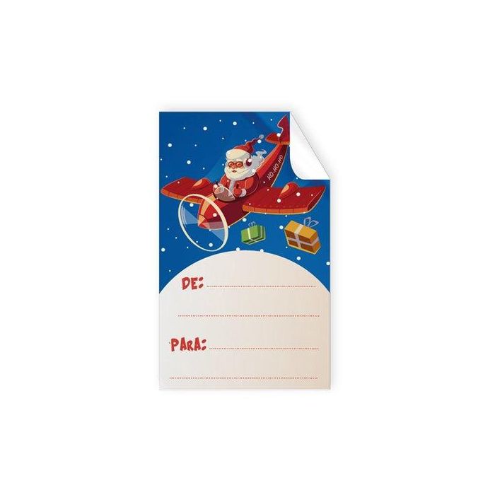 Etiquetas Regalo Adh. Rollo 250 Uds. 50X30 Nombres Navidad Avion Papa Noel