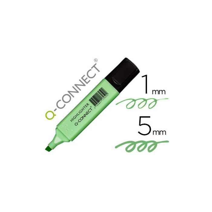 Rotulador Q-Connect Fluorescente Pastel Verde Punta Biselada 10 unidades