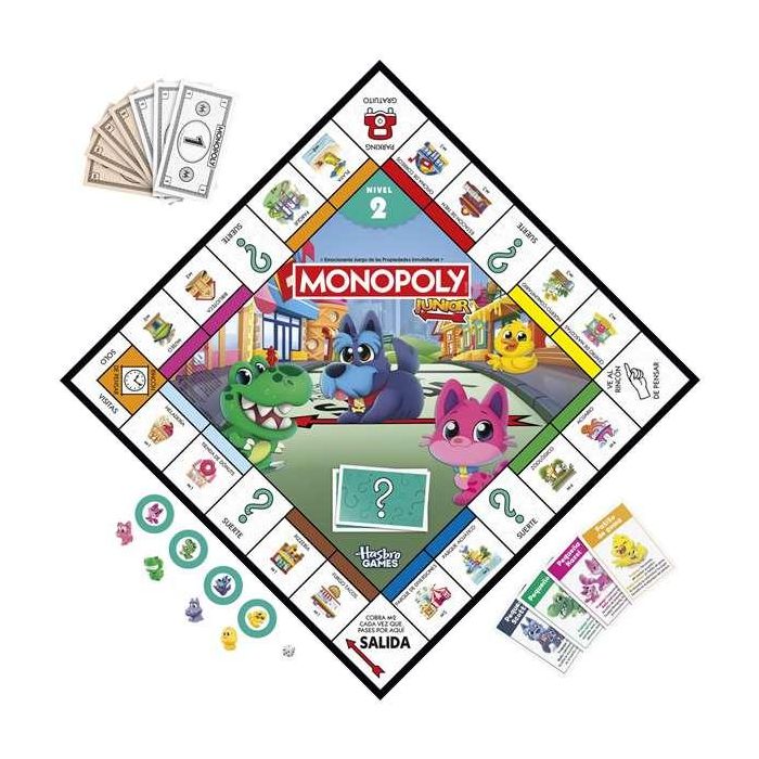 Hasbro Monopoly Junior 2 en 1 Juego de Mesa con Tablero de 2 Caras y 2 Niveles de Juego para Niños 1 Hasbro Monopoly Junior 2 en 1 Juego de Mesa con Tablero de 2 Caras y 2 Niveles de Juego para Niños 1