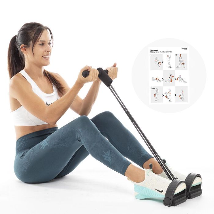Bandas Elásticas de Resistencia Multifunción con Guía de Ejercicios Tensport InnovaGoods 4 Bandas Elásticas de Resistencia Multifunción con Guía de Ejercicios Tensport InnovaGoods 4