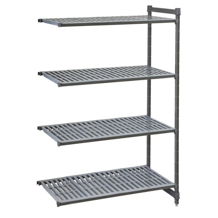 CAMBRO - CBA246072V4-580 - Estantería Basics adicional con 61 cm de fondo 4 estantes ventilados de 149 cm longitud x 183 altura - Grafito Cepillado