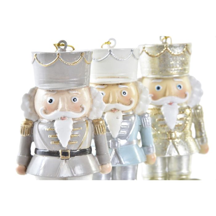 DKD Home Decor Adorno Colgante Navideño Moderno de Resina Colores Surtidos: Azul, Dorado, Gris, Blanco 4x8.5x4.5cm (12 Unidades) 1
