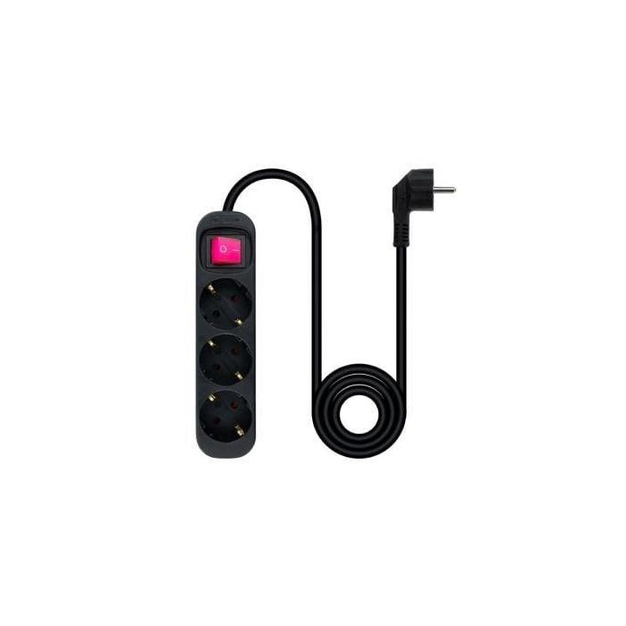 Nanocable 10.38.0003-BK Regleta de Enchufes con Interruptor, 3 Tomas de Corriente, Cable 1.4m, Negra, Protección Infantil, 3680W 1 Nanocable 10.38.0003-BK Regleta de Enchufes con Interruptor, 3 Tomas de Corriente, Cable 1.4m, Negra, Protección Infantil, 3680W 1