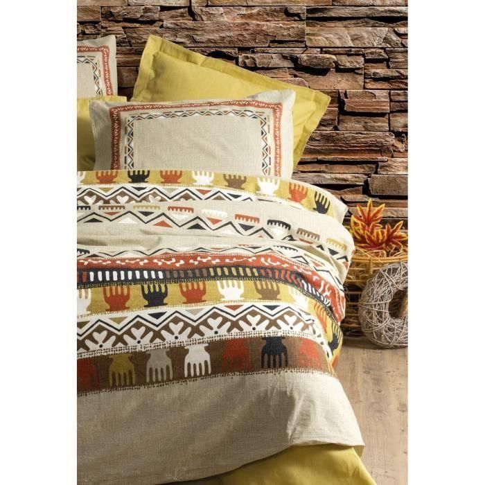 Juego de cama - 1 funda nórdica 220x240 cm + 2 fundas de almohada 60x60 cm - 100% algodón - Mostaza 2 Juego de cama - 1 funda nórdica 220x240 cm + 2 fundas de almohada 60x60 cm - 100% algodón - Mostaza 2