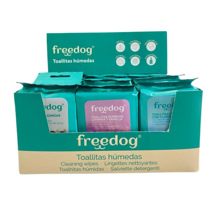 Freedog Expositor Toallitas 9 Paquetes Surtidos 25Ud18x20 cm