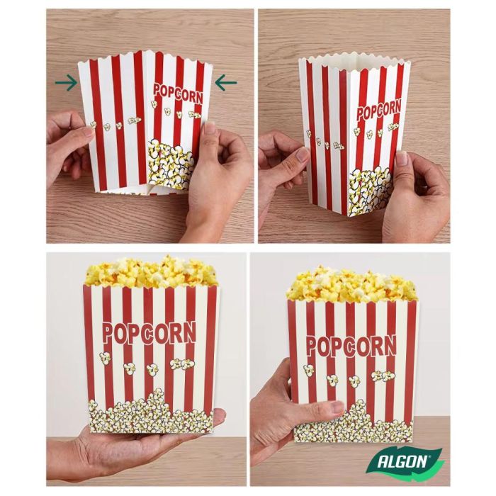 Set de 4 cubos para palomitas de cartón 19.2x17.5 cm Algon - Inde (24 Cajas) 2 Set de 4 cubos para palomitas de cartón 19.2x17.5 cm Algon - Inde (24 Cajas) 2