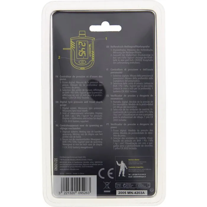 Michelin Controlador de Presión + Monitor de Desgaste Neumáticos con Pantalla Digital BAR/mm Precisión 0.01 BAR 3