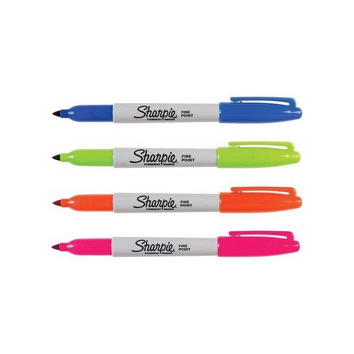Sharpie Marcador Permanente Fine Punta Redonda 0.9 mm, Colores Neón, Blíster 4 Unidades