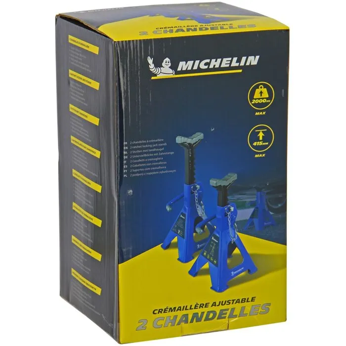 Michelin 2 Rack Velas 2T - Caballetes para 2 Toneladas, Altura Bloqueo 280-408mm, Juego 2 Unidades 4