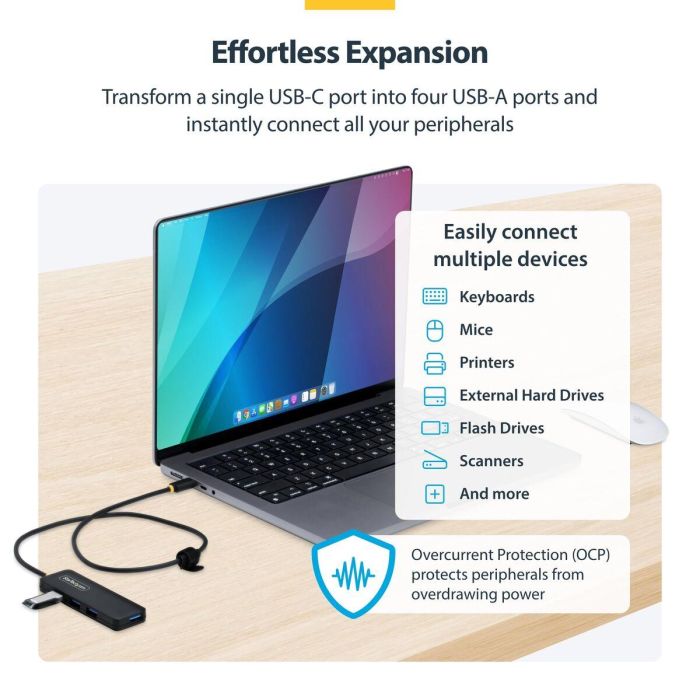 Hub USB Startech H5C4A-USB-HUB-2 Negro 6 Hub USB Startech H5C4A-USB-HUB-2 Negro 6