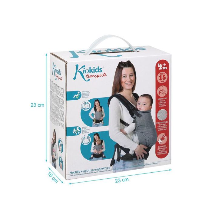 KioKids Portabebés Ergonómico Evolutivo Ajustable con Velcro para Bebés desde 0 Meses - Posición Fisiológica M Ranita - Negro 3 KioKids Portabebés Ergonómico Evolutivo Ajustable con Velcro para Bebés desde 0 Meses - Posición Fisiológica M Ranita - Negro 3