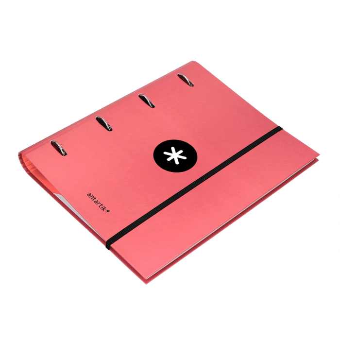 Antartik Carpeta con recambio A4, 4 anillas 40mm, con solapa, forrada, cuadro 5mm, color coral 7